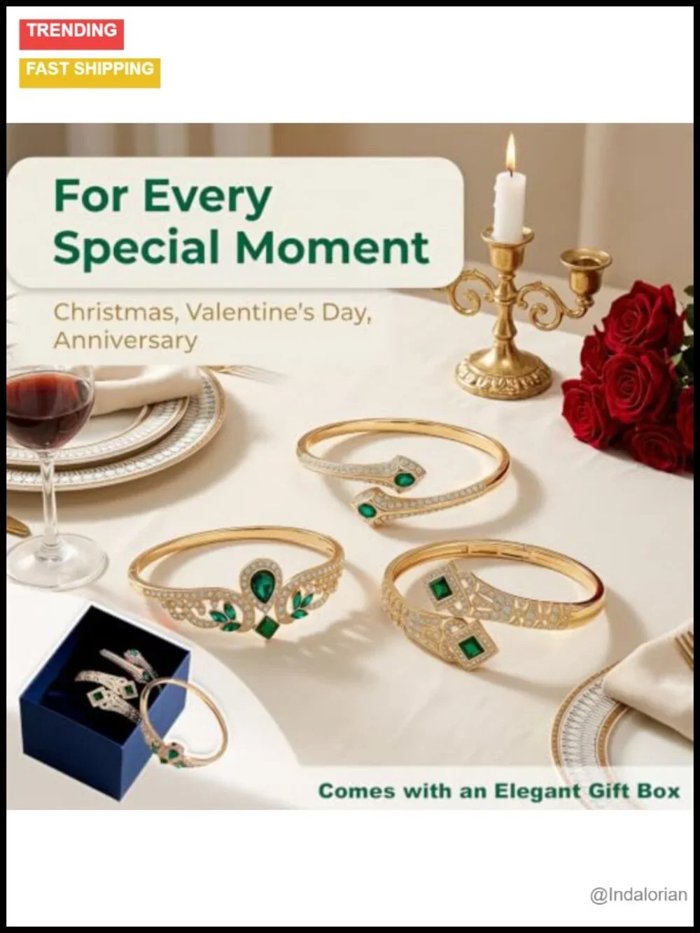 3 Pack 18K Gold Plated Bangle Bracelet Set Stackable Jewelry for Women